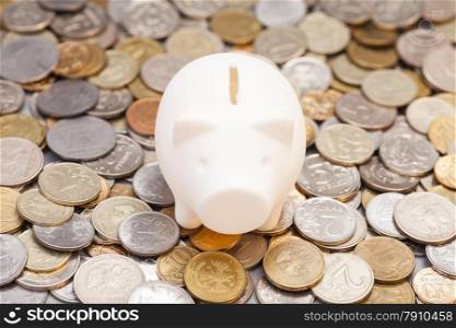 piggy bank on coins