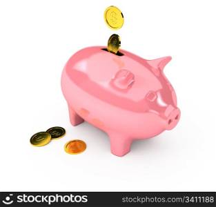 Piggy bank over white background. 3d rendered image