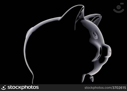 Piggy bank silhouette over black