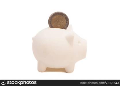 Piggy bank with euro coin