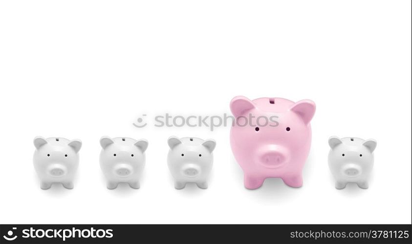 Piggy banks isolated on white background