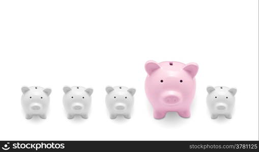 Piggy banks isolated on white background