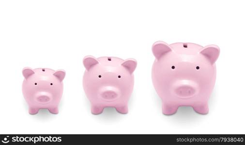 Piggy banks isolated on white background