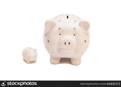Piggy banks on white background