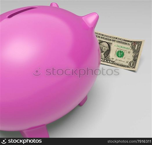 Piggy Dollars Showing Earning Cash Money Notes