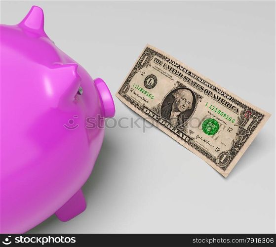 Piggy Dollars Showing Income Saved In America