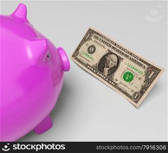 Piggy Dollars Showing Income Saved In America