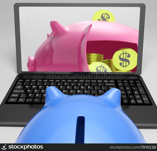 Piggy Vault With Coins Showing Bank Account And Security