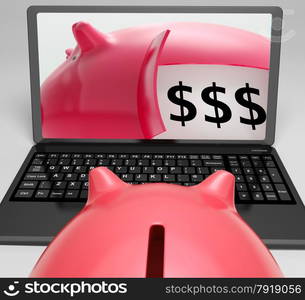 Piggy Vault With Money Showing Money Safety And Protection