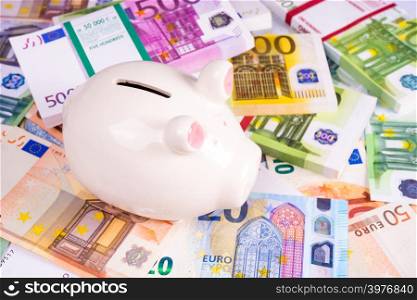 Piggybank and banknotes