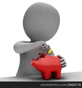 Piggybank Savings Representing Saved Render And Money 3d Rendering