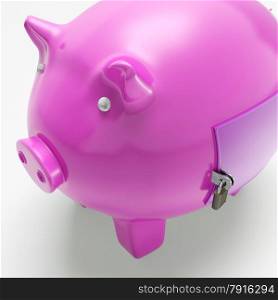 Piggybank With Closed Door Shows Secured Money Or Locked Account