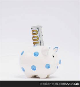 piggybank with hundred banknote