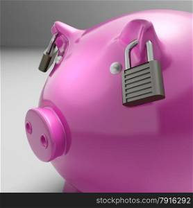 Piggybank With Locked Ears Shows Savings Safety Or Bank Security