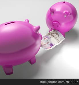 Piggybanks Fighting Over Money Showing Savings Or Financial Crisis