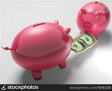 Piggybanks Fighting Over Money Shows Monetary Consumption Or Bank Deposit