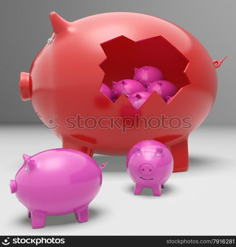 Piggybanks Inside Piggybank Showing Saving Accounts And Banking