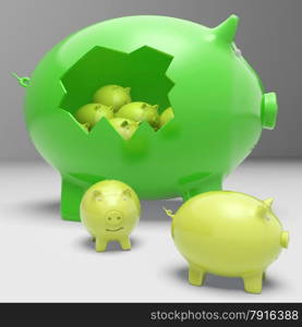 Piggybanks Inside Piggybank Shows Financial Break Or Crisis