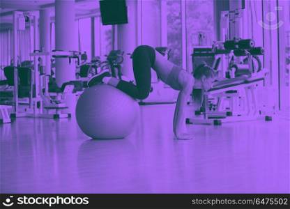 pilates woman. woman exercise pilates in fitness gym club duo tone