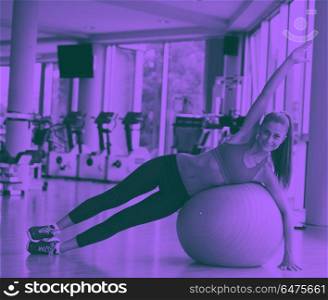 pilates woman. woman exercise pilates in fitness gym club duo tone