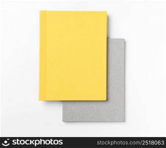 Pile hardcover books, isolated on white background. Top view. book album on a white background