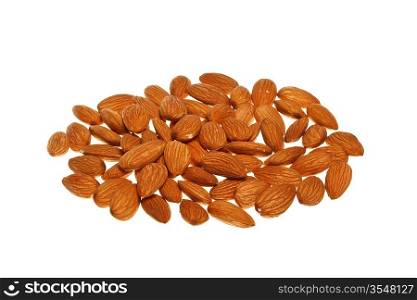 Pile of almonds isolated on white