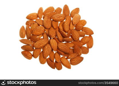 Pile of almonds isolated on white