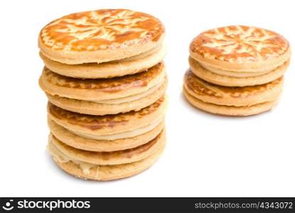 pile of biscuits isolated on white background