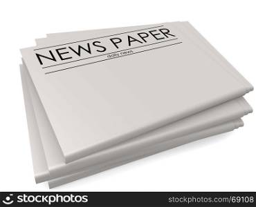 Pile of blank newspapers isolated on white background, 3D rendering