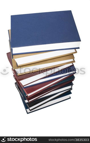 Pile of books isolated on white background