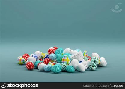 Pile of bright and colorful Easter Eggs - 3d render