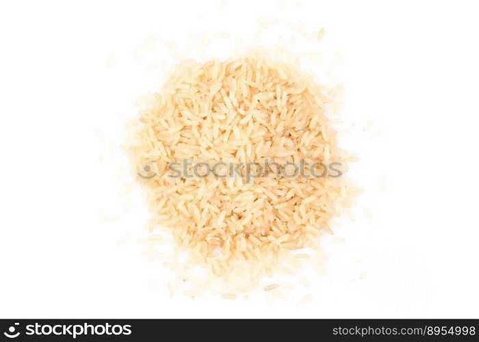 Pile of Brown Rice Isolated on a White Background