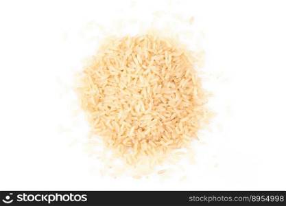 Pile of Brown Rice Isolated on a White Background