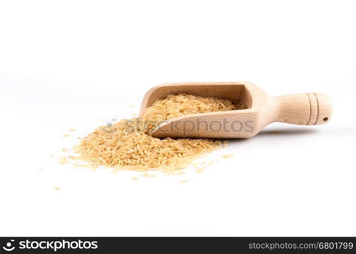 pile of brown rice isolated on white background
