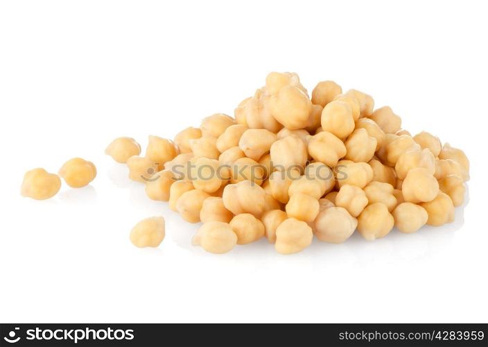 Pile of chickpeas against white background