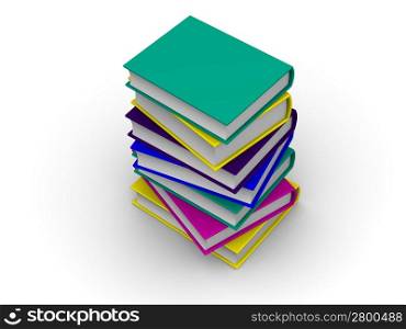 Pile of colorful books. 3d