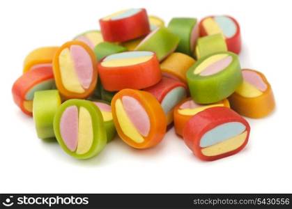 Pile of colorful gummy candies isolated on white
