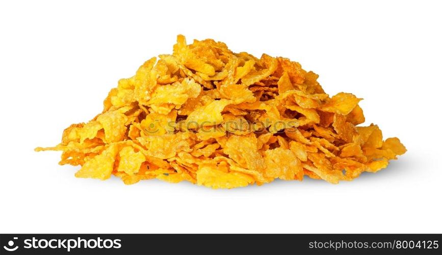 Pile of corn flakes isolated on white background