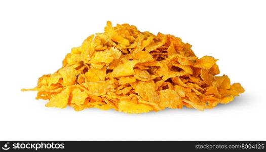 Pile of corn flakes isolated on white background