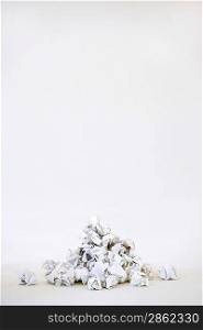 Pile of crumpled paper on white background