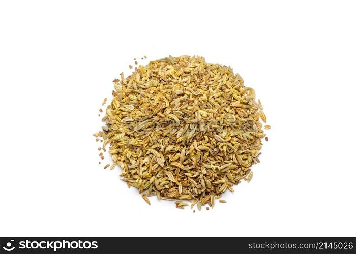Pile of cumin seeds isolated on white background. Pile of cumin seeds