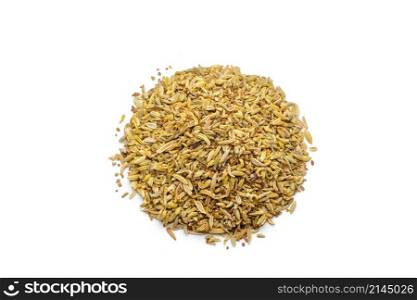 Pile of cumin seeds isolated on white background. Pile of cumin seeds