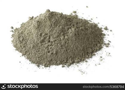 Pile of dry grey portland cement isolated on white