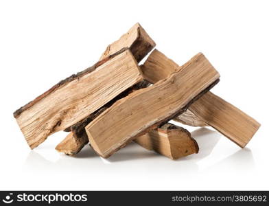 Pile of firewood isolated on a white background