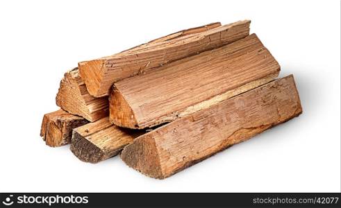 Pile of firewood rotated isolated on white background