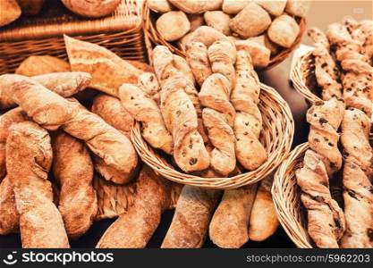 pile of fresh french baguette