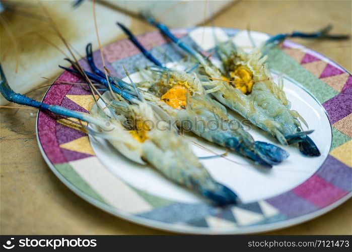 Pile of fresh raw prawn prepare for cook