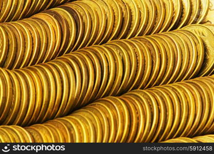 Pile of golden coins isolated on white&#xA;