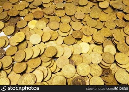 Pile of golden coins isolated on white&#xA;