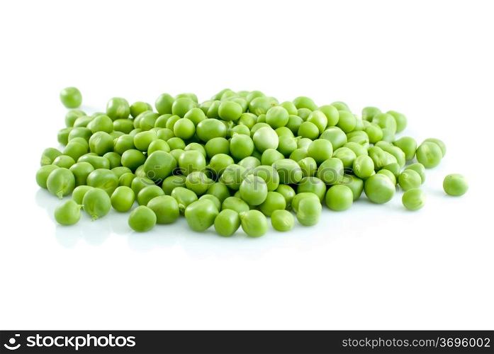 Pile of green peas isolated on the white background